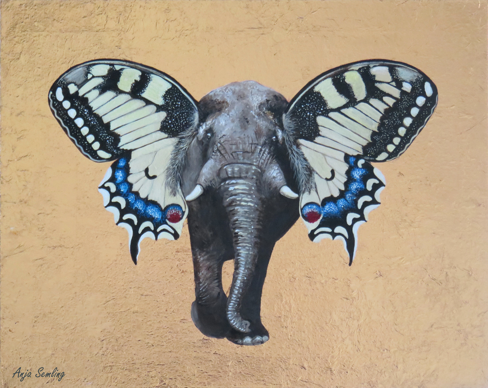Elefant + Schmetterling Symbiose